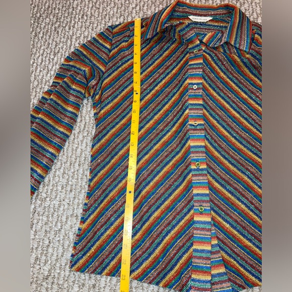 VTG Sparkling Rainbow Long Sleeve Button Women’s Sm Alice Stewart Dressy Blouse - Picture 9 of 10